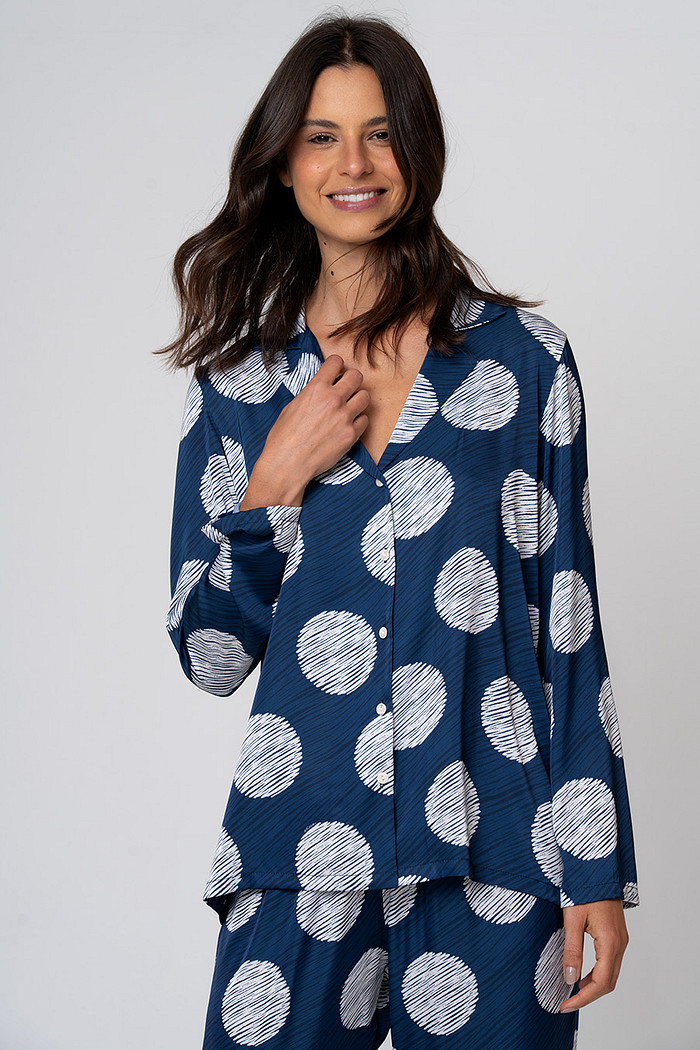 PIJAMA AMERICANO LONGO TOQUE DE SEDA POÁ