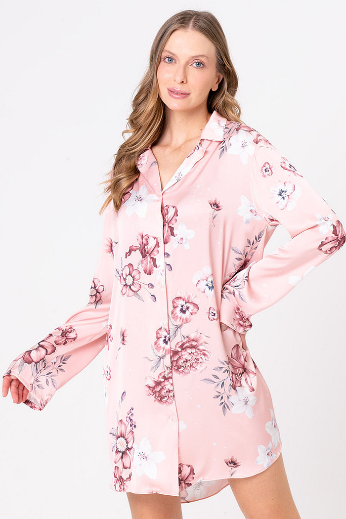 CAMISOLA CHEMISE ACETINADA - FLORATA