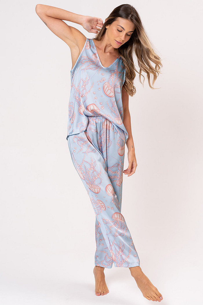 PIJAMA LONGO REGATA  ACETINADO -  BALLET DAS ÁGUAS