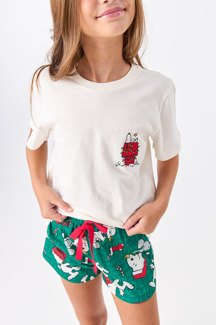 PIJAMA CURTO JUVENIL MENINA - SNOOPY'S BELL