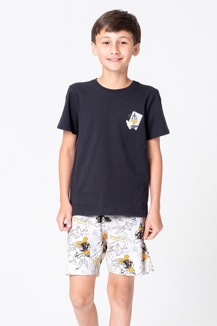 PIJAMA JUVENIL MENINO DE ALGODÃO - LOONEY GERAÇÃO RAIZ