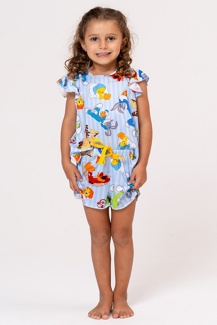 PIJAMA CURTO INFANTIL MENINA - LOONEY NIGHT