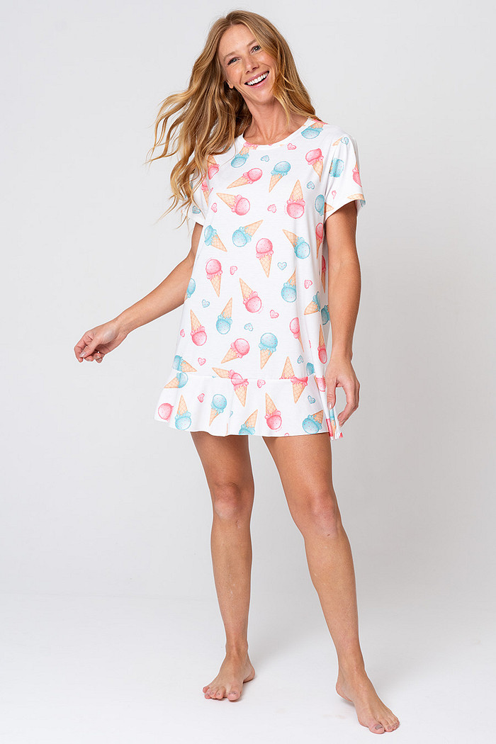 CAMISOLA AMPLA ESTAMPADA E COM BABADOS