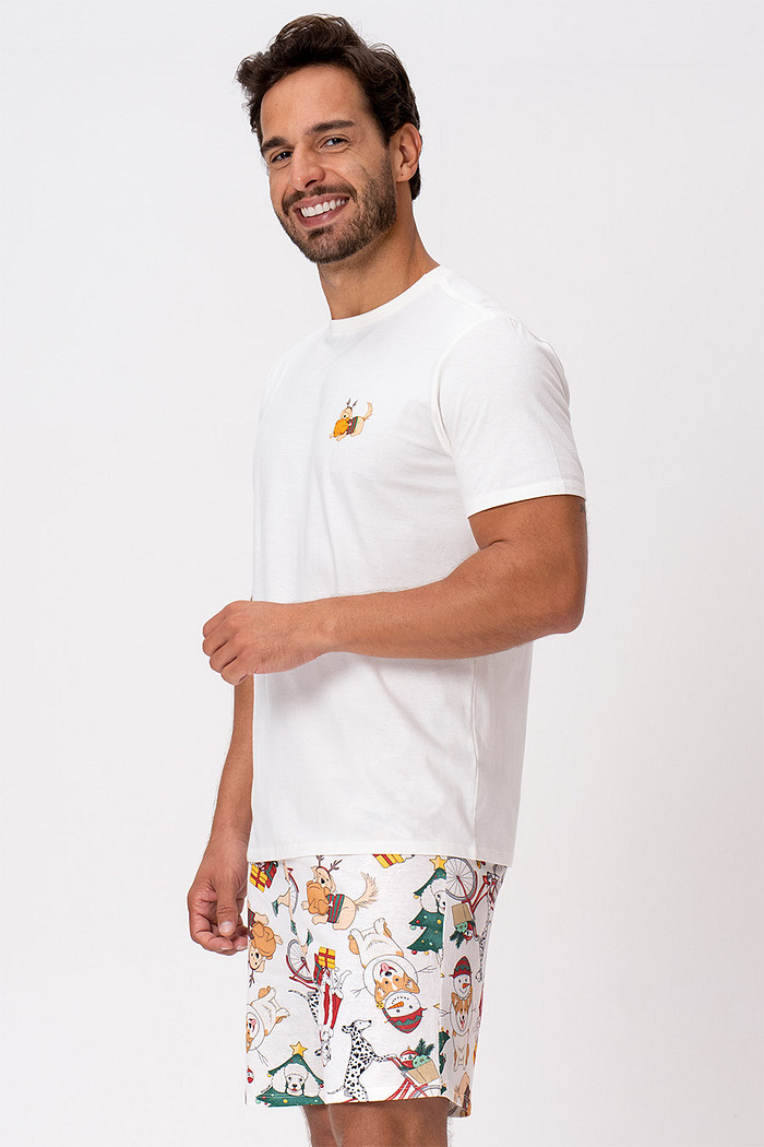 PIJAMA CURTO DE ALGODÃO MASCULINO - NATAL AU