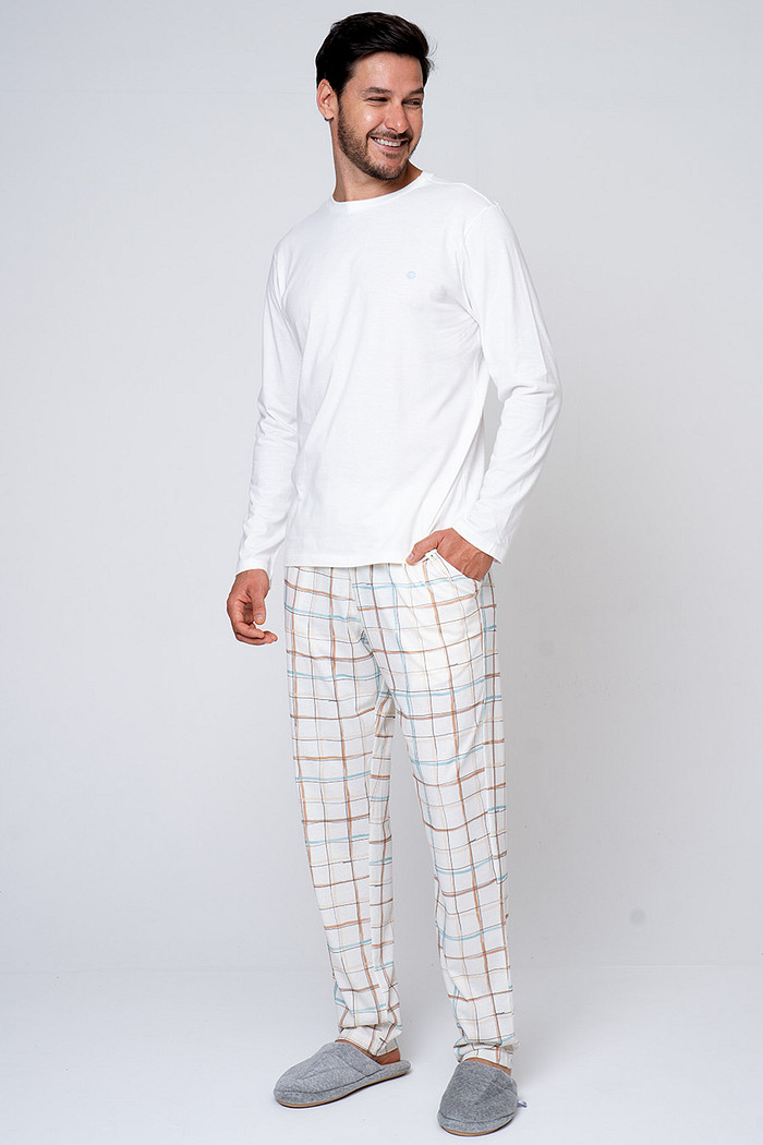 PIJAMA LONGO EM ALGODÃO XADREZ