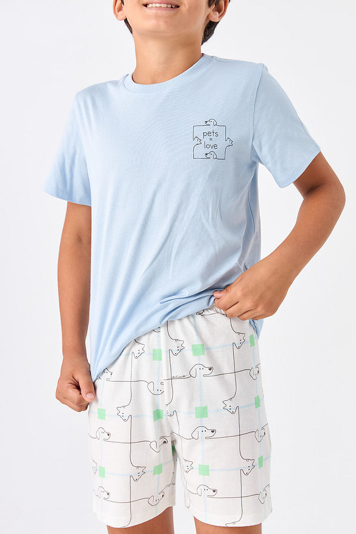 PIJAMA CURTO JUVENIL MENINO - CAT&DOG