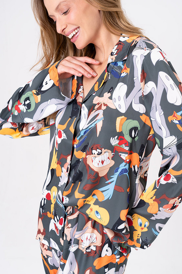 PIJAMA AMERICANO ACETINADO - LOONEY HOLLYWOOD