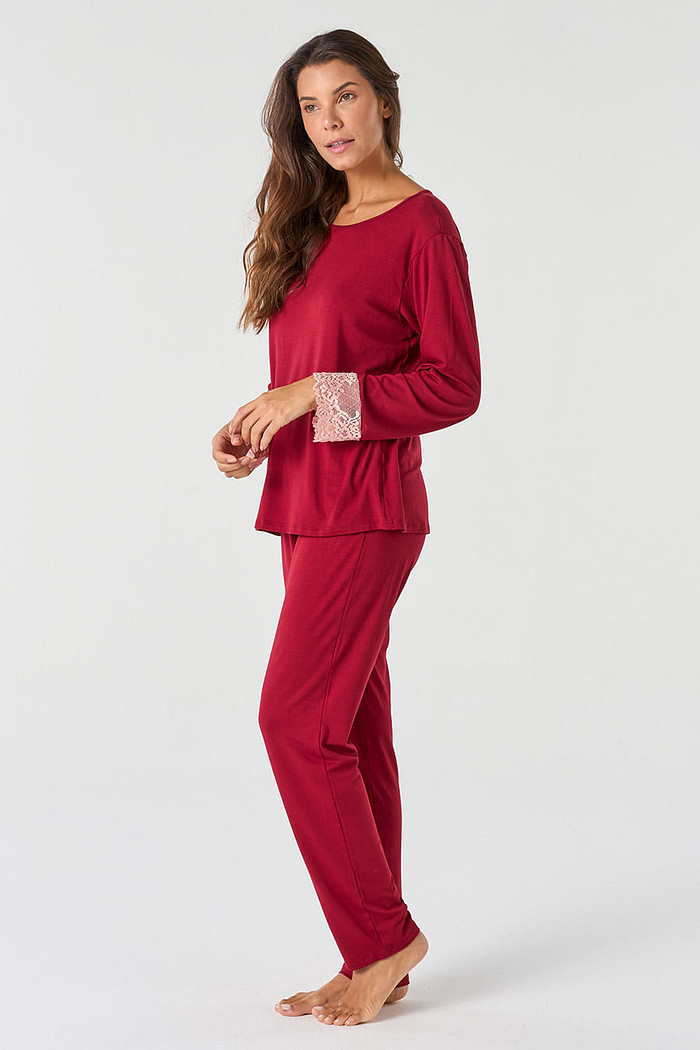 PIJAMA LONGO MALHA - CLÁSSICOS DE VISCOSE AMARENA