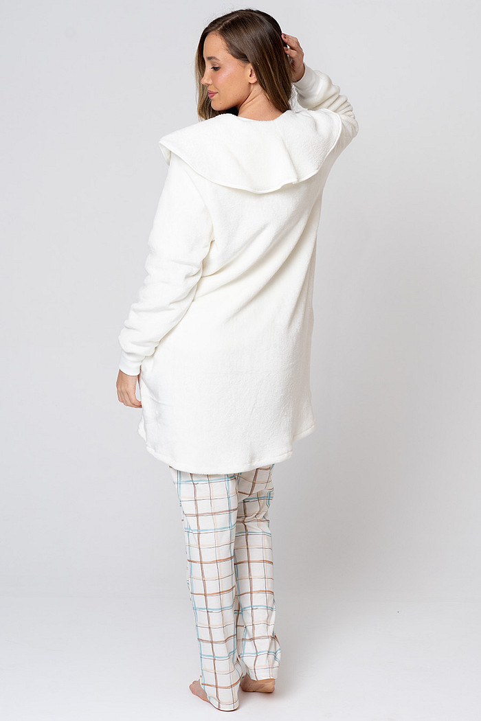 CASACO FEMININO EM FLEECE OFF WHITE