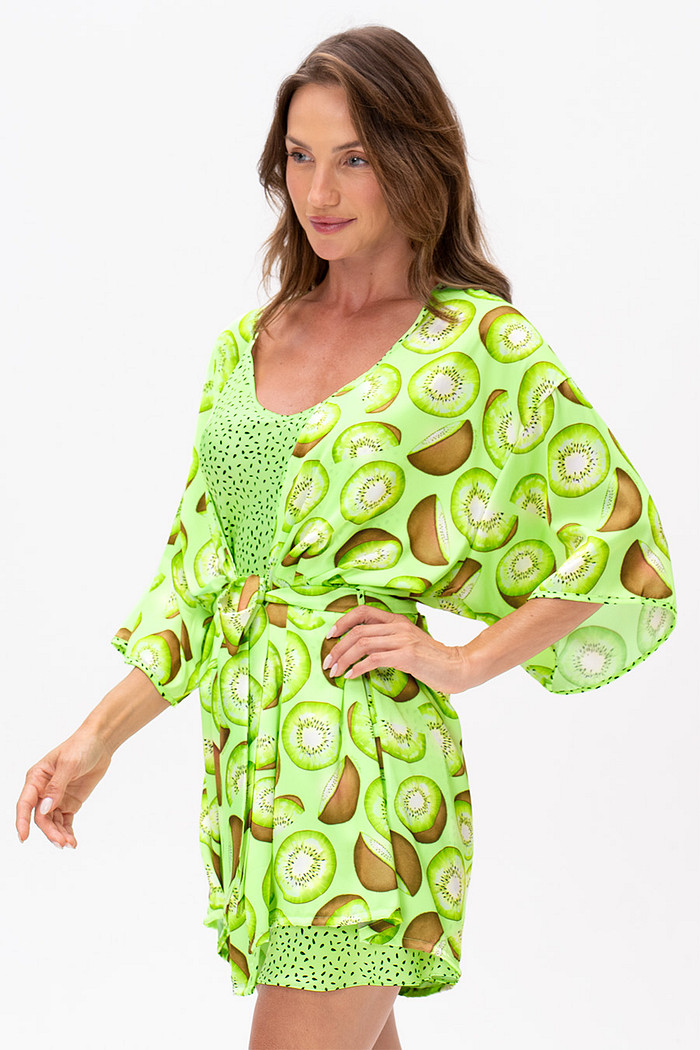 ROBE ACETINADO KIWI - FRUTA PRINT