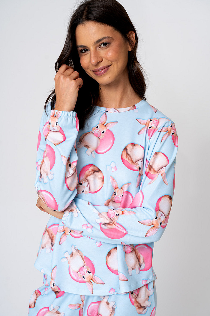PIJAMA FEMININO LONGO EM MOLETINHO