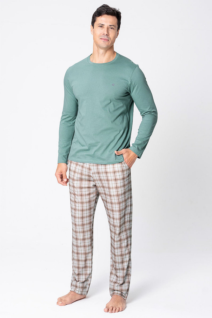 PIJAMA LONGO DE MALHA MASCULINO - MOCACCINO