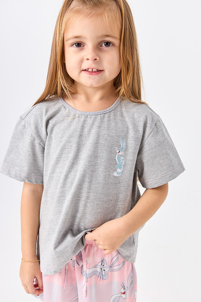 PIJAMA CURTO ALGODÃO E SHORT ACETINADO INFANTIL - PERNALONGA CLUB