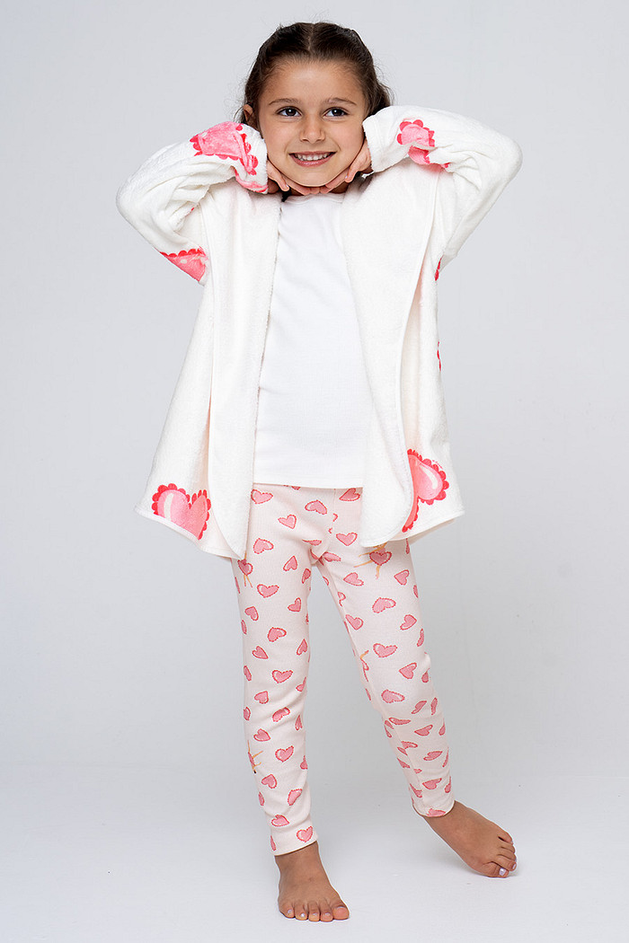 CASACO INFANTIL EM FLEECE CORAÇÕES - BAILARINA