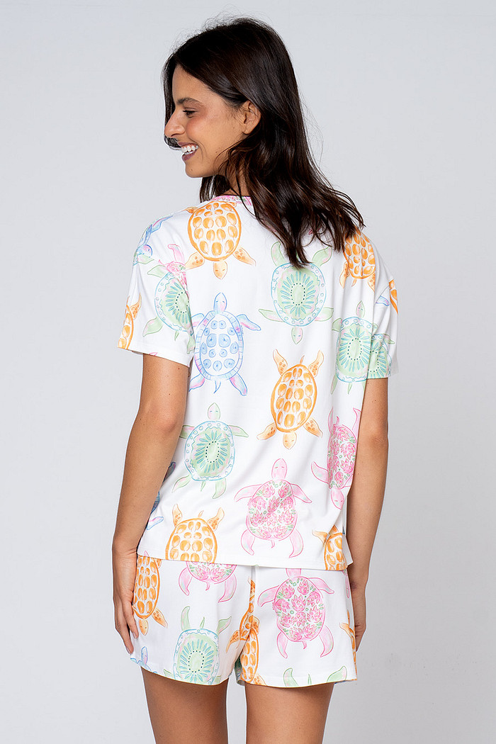 PIJAMA CURTO FEMININO TARTARUGAS - A MAR