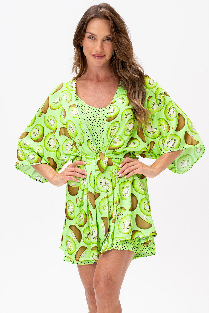 ROBE ACETINADO KIWI - FRUTA PRINT