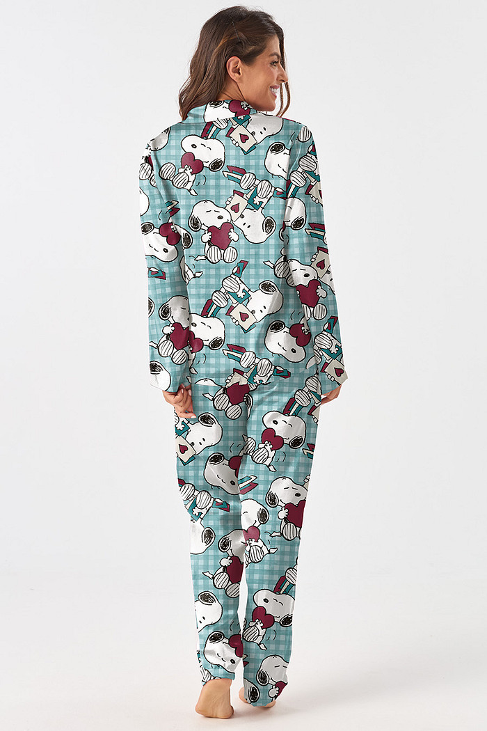 PIJAMA TOQUE DE SEDA AMERICANO - SNOOPY LOVERS