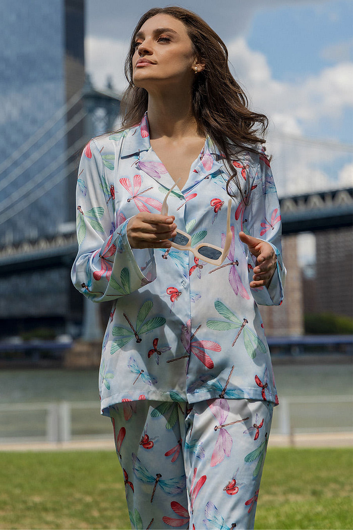 PIJAMA AMERICANO ACETINADO - LIBÉLULA