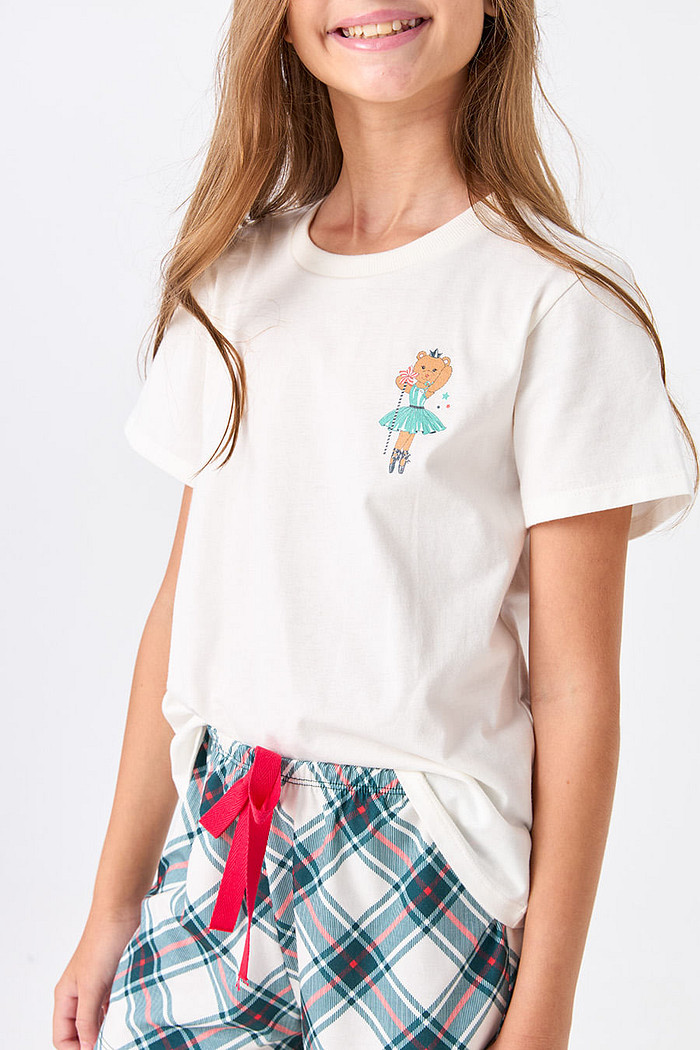 PIJAMA CURTO JUVENIL MENINA - CONTOS DE NATAL