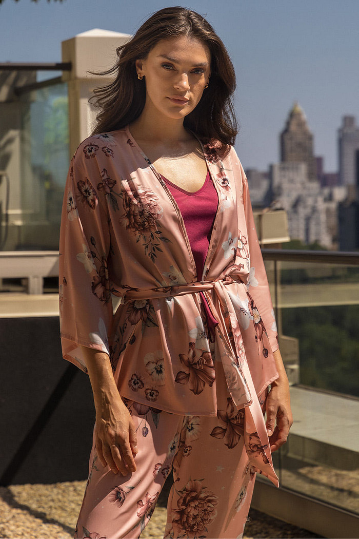 PIJAMA 3 PEÇAS ACETINADO - FLORATA