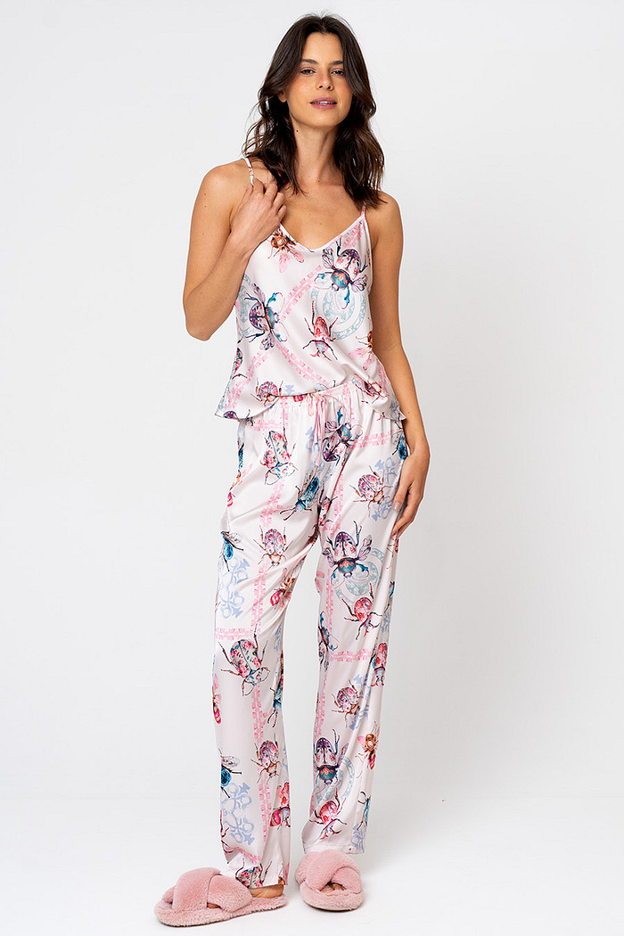 PIJAMA DE ALÇA TOQUE DE SEDA