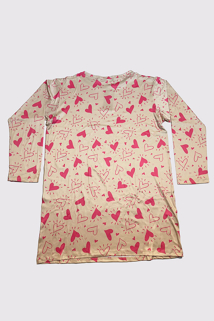 CAMISOLA MANGA LONGA COM ESTAMPA DE CORAÇOES