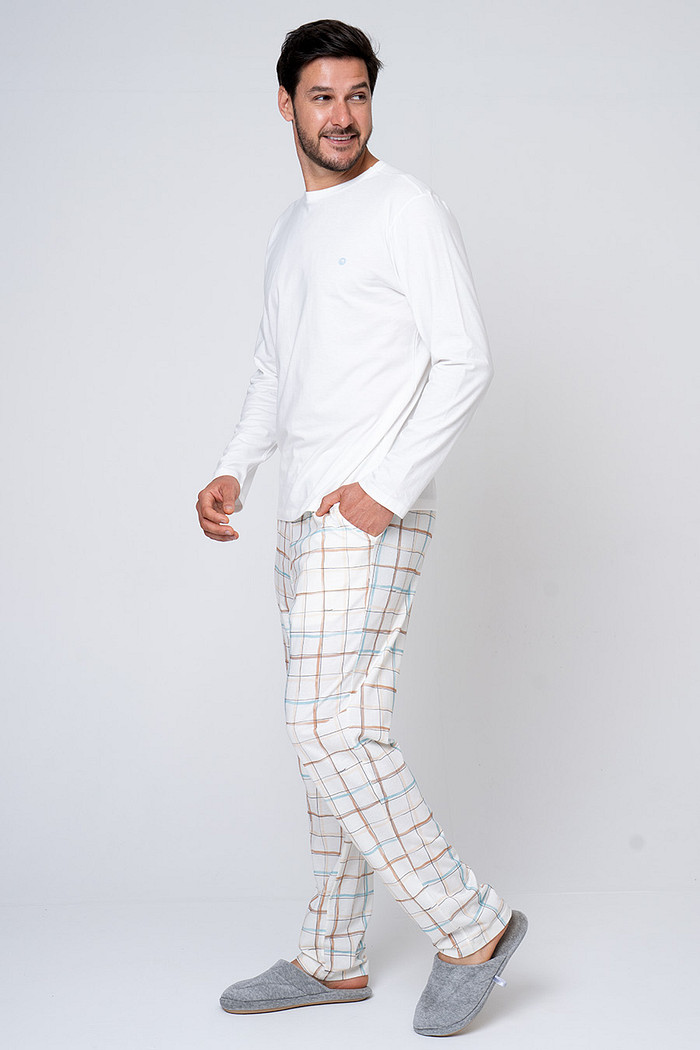 PIJAMA LONGO EM ALGODÃO XADREZ