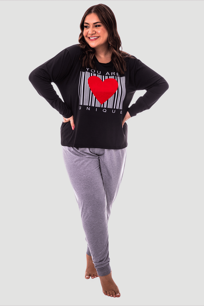 Pijama Feminino Lua Chic Plus Size Coração You Are Unique