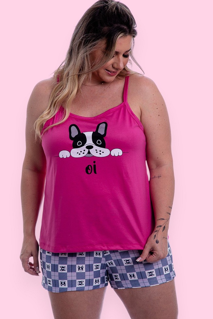 Pijama Feminino Lua Chic Plus Size Doguinho Oi