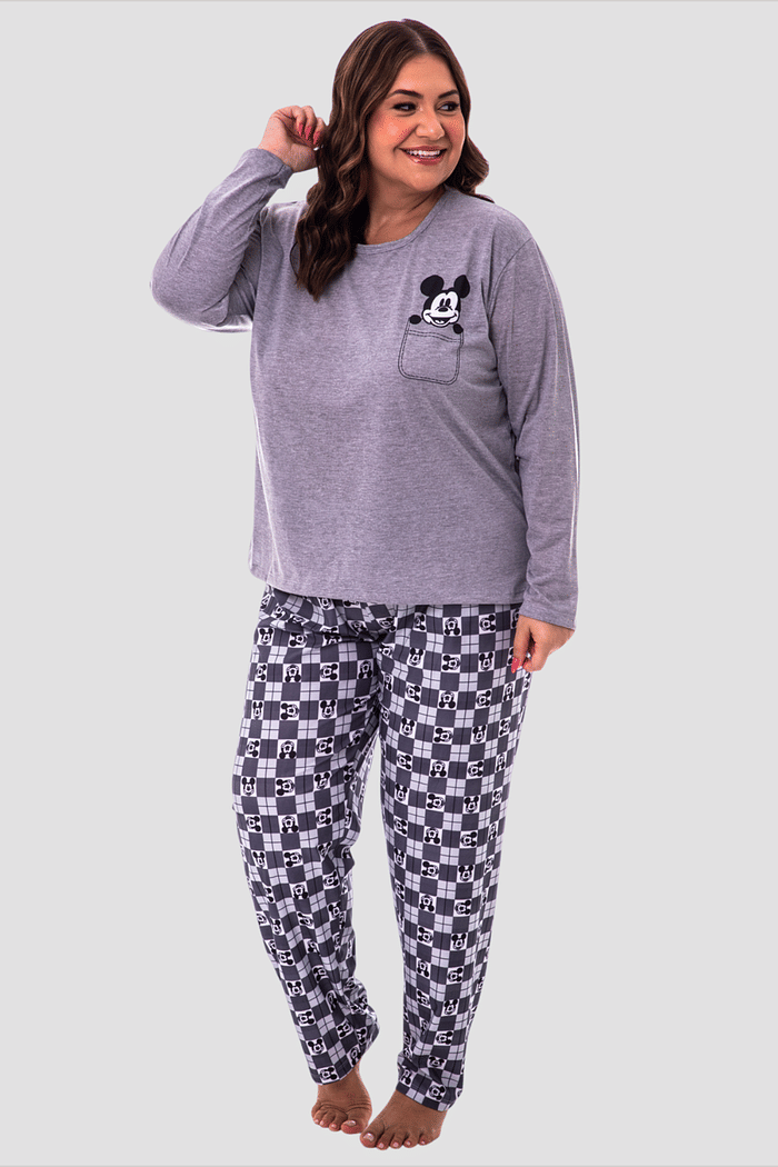 Pijama Plus Size Lua Chic Inverno Mickey no Bolso