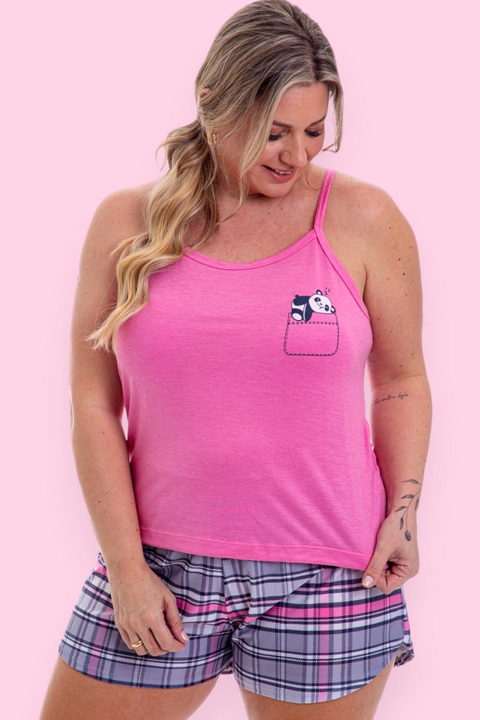 Pijama Feminino Lua Chic Plus Size Pandinha Dormindo
