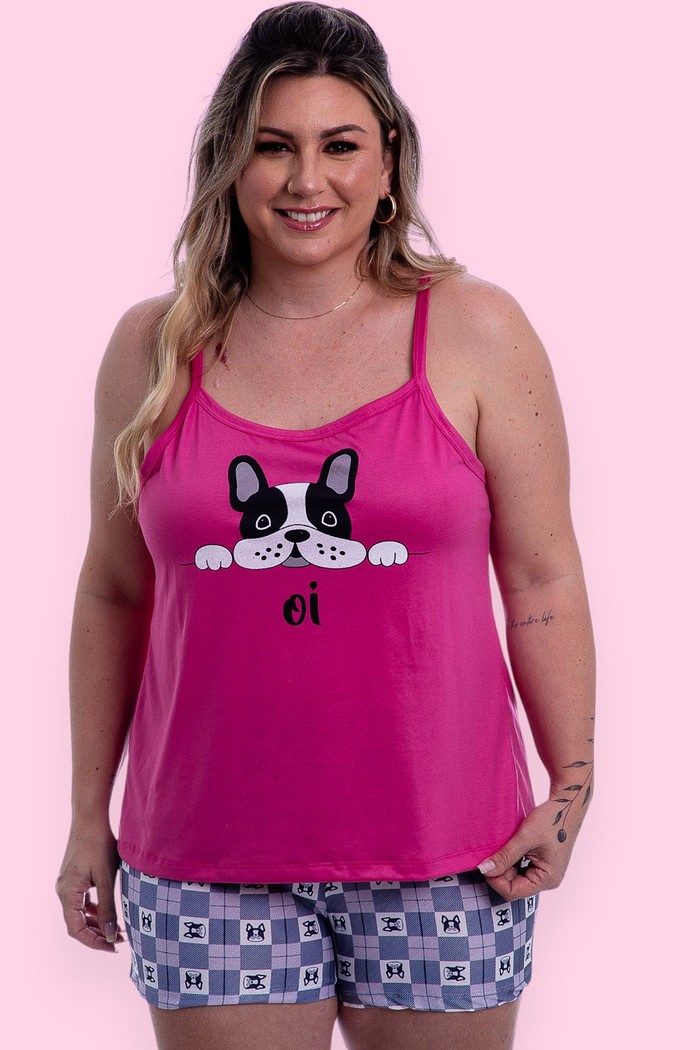 Pijama Feminino Lua Chic Plus Size Doguinho Oi
