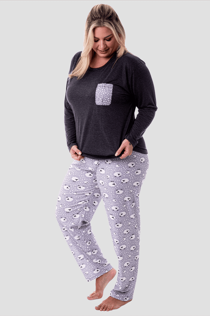 Pijama Feminino Lua Chic Plus Size Ovelinhas