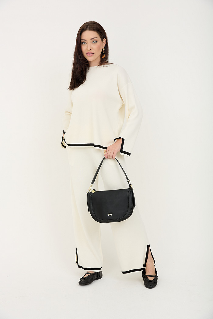 Conjunto de Blusa e Calça em Tricot Nápoles - Off White