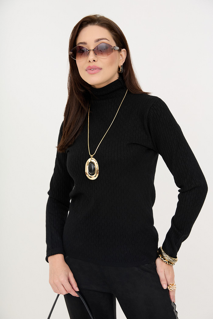 Blusa em Tricot Paris - Preta