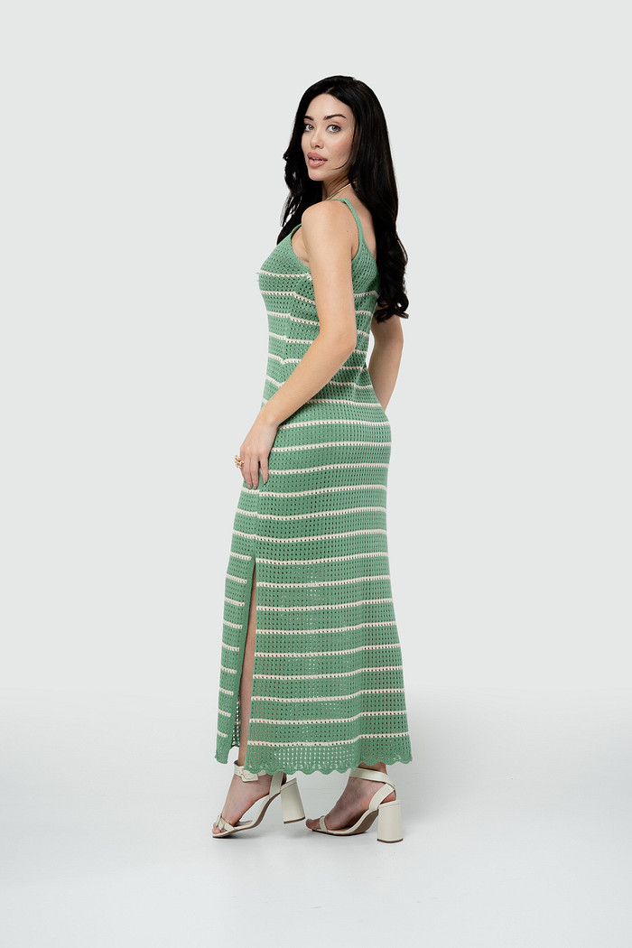 Vestido Midi de Alça Tricot - Verde