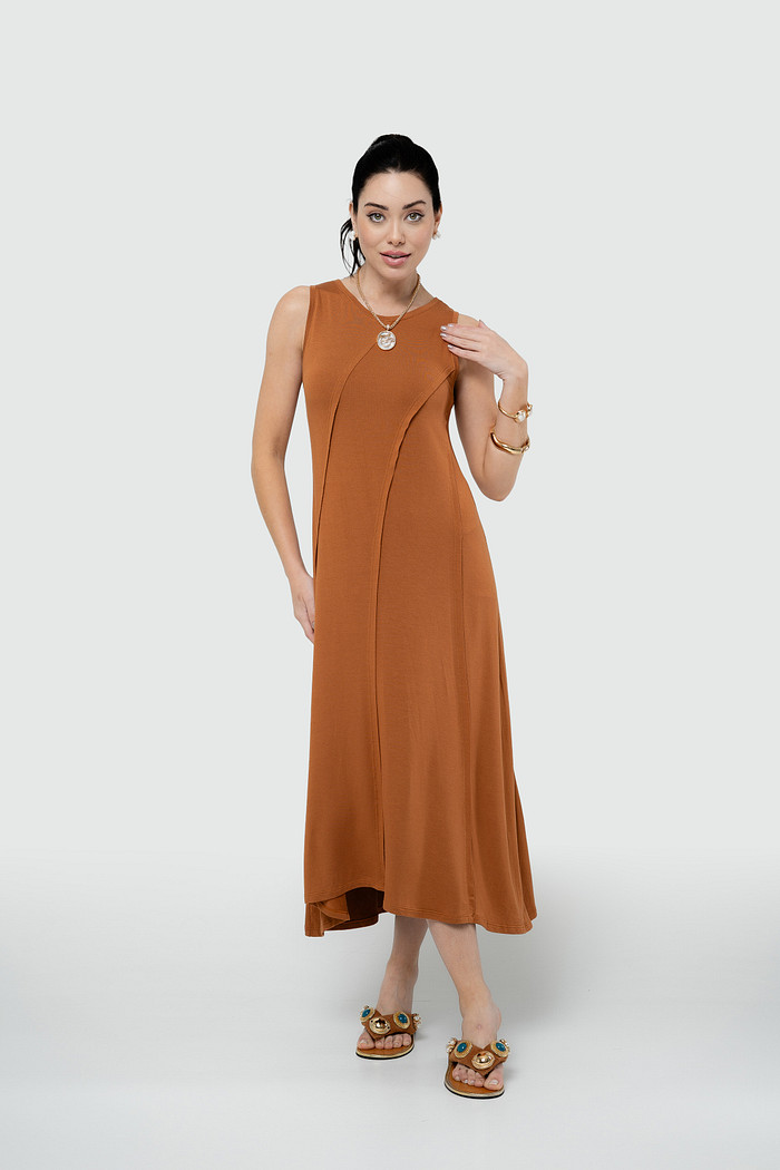 Vestido Regata Midi Mullet - Caramelo