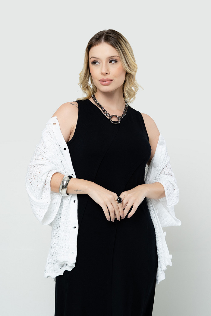 Kimono Tricot com Manga Branco