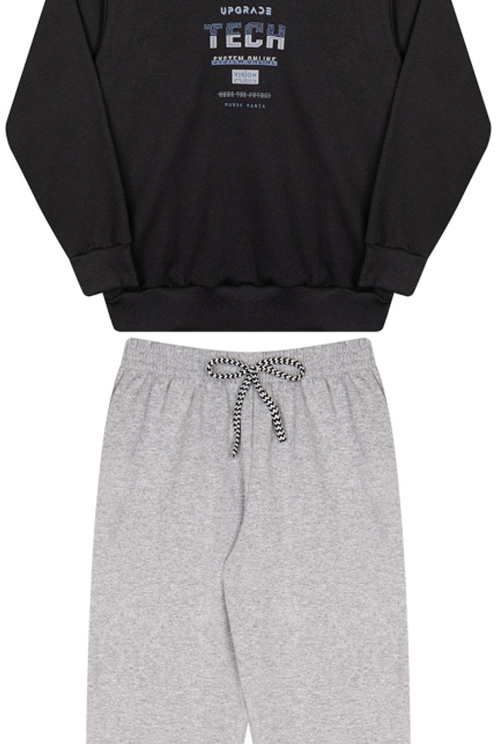 Conjunto Infantil com Blusão de Capuz e Calça com Punho e Cordão