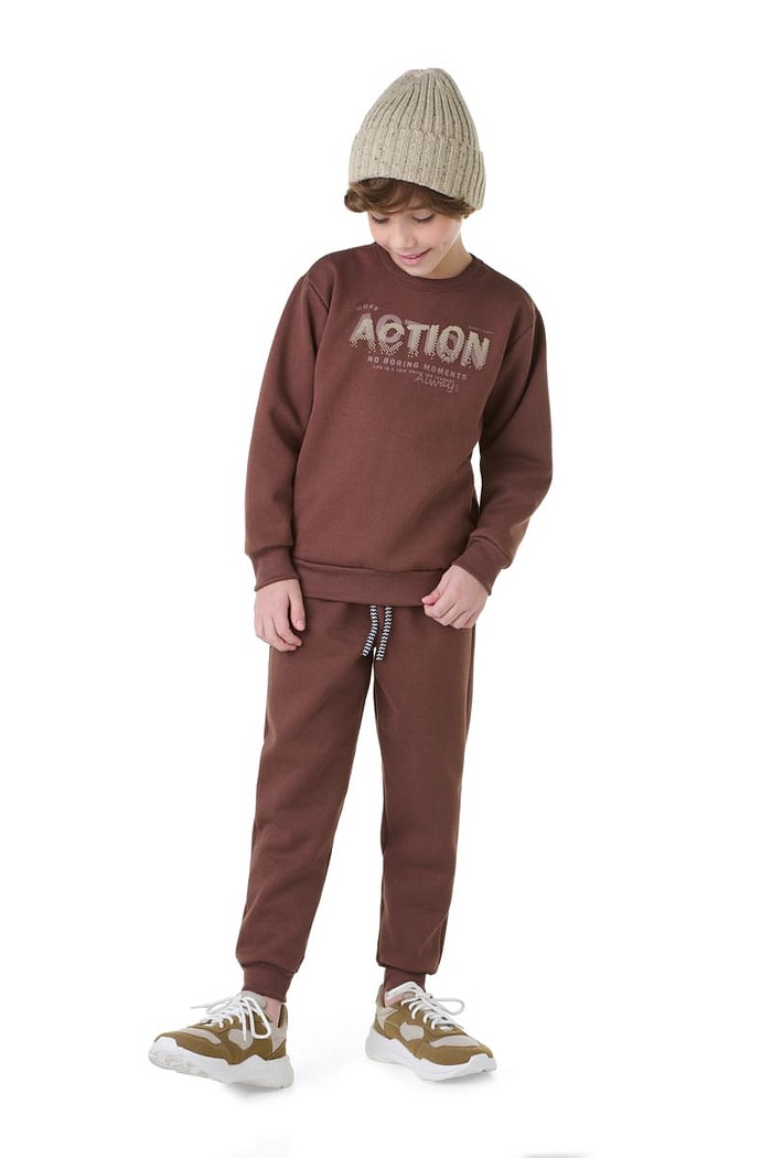 Conjunto Infantil com Blusão e Calça com Punho e Cordão