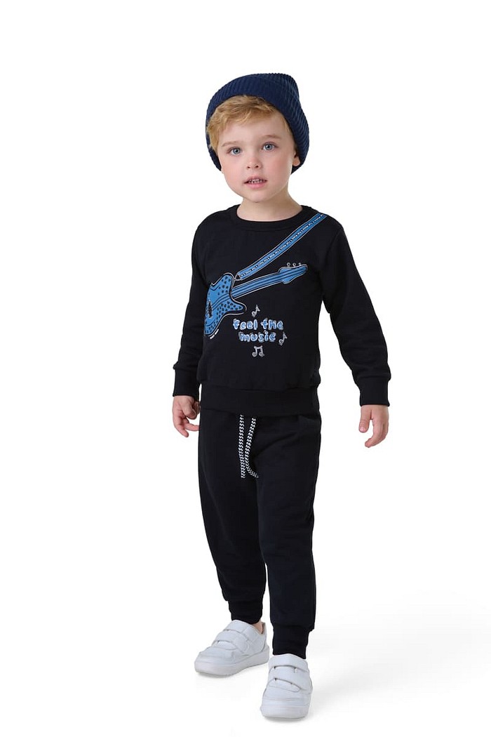 Conjunto Moletom com Blusão de Referência e Calça com Punho e Cordão