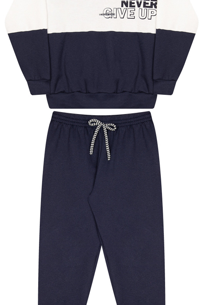 Conjunto Infantil Blusão de Recorte e  Calça com Punho e Cordão
