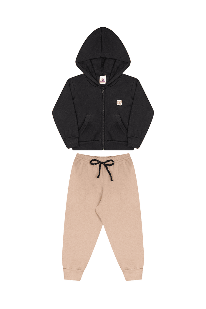 CJ.PP MOL C/ JAQUETA C/ TERMO, CAPUZ E BOLSO CANGURU E CALÇA C/ PUNHO E CORDÃO