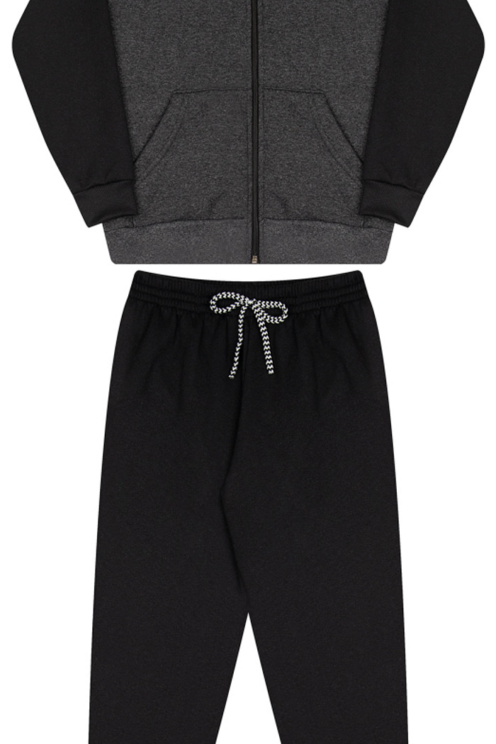 Conjunto Infantil com Jaqueta de Gola e Bolso Canguru  Calça com Punho