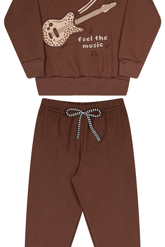 Conjunto Moletom com Blusão de Referência e Calça com Punho e Cordão