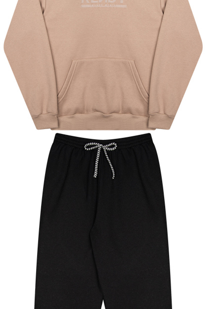 Conjunto Juvenil Blusão Capuz e Bolso Canguru Calça com Punho Cordão