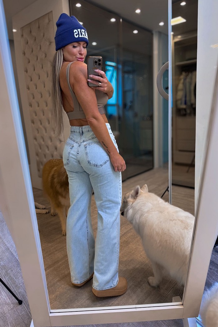 Calça jeans wide leg Pilar