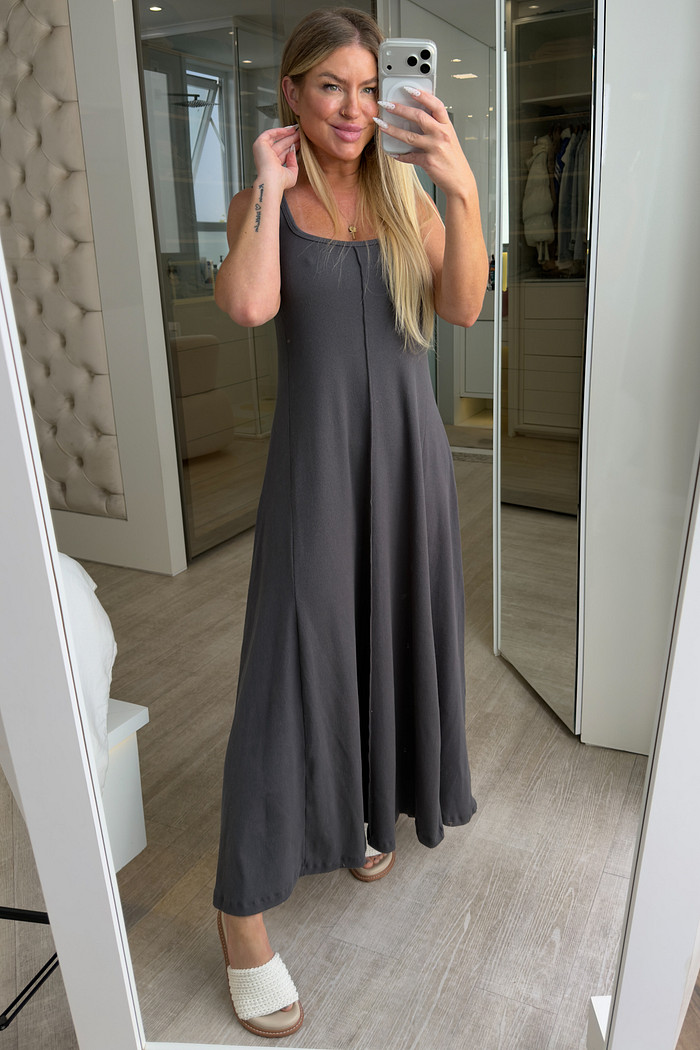 Vestido longo regata de ribana