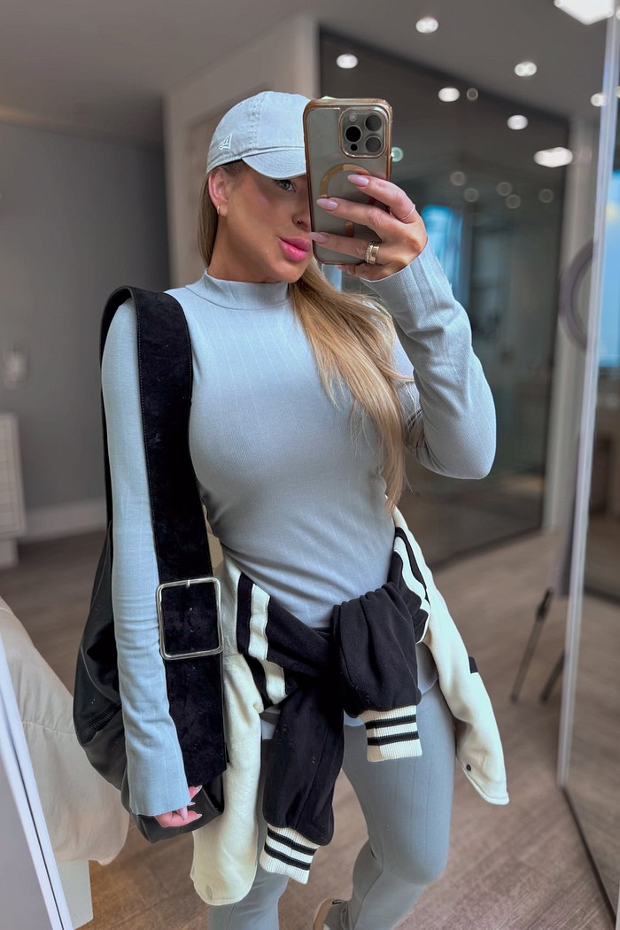 Conjunto canelado calça e blusa manga longa Julia