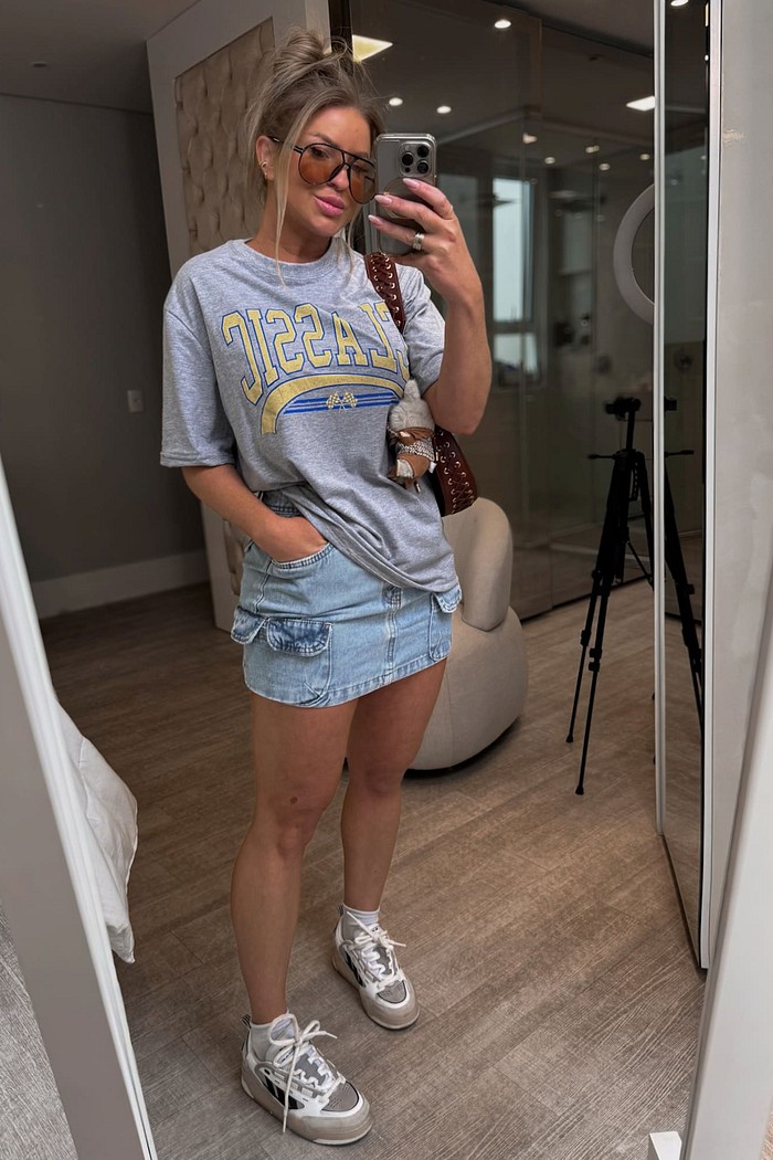 Saia jeans cargo Alícia